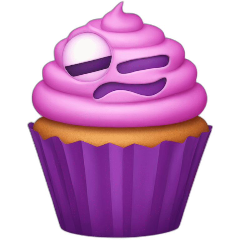 Pink and purple cupcake robot emoji