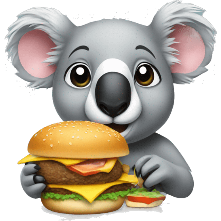 Koala eats a burger emoji