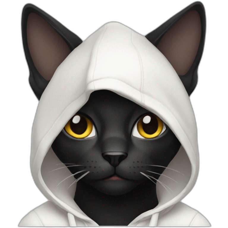 full black cat in white hoodie emoji