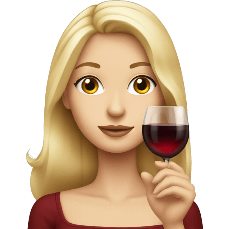 Pretty blonde, white girl holding a glass of red wine emoji