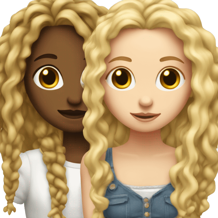 2 blonde white girls in love one with dreads and one with curly hair emoji