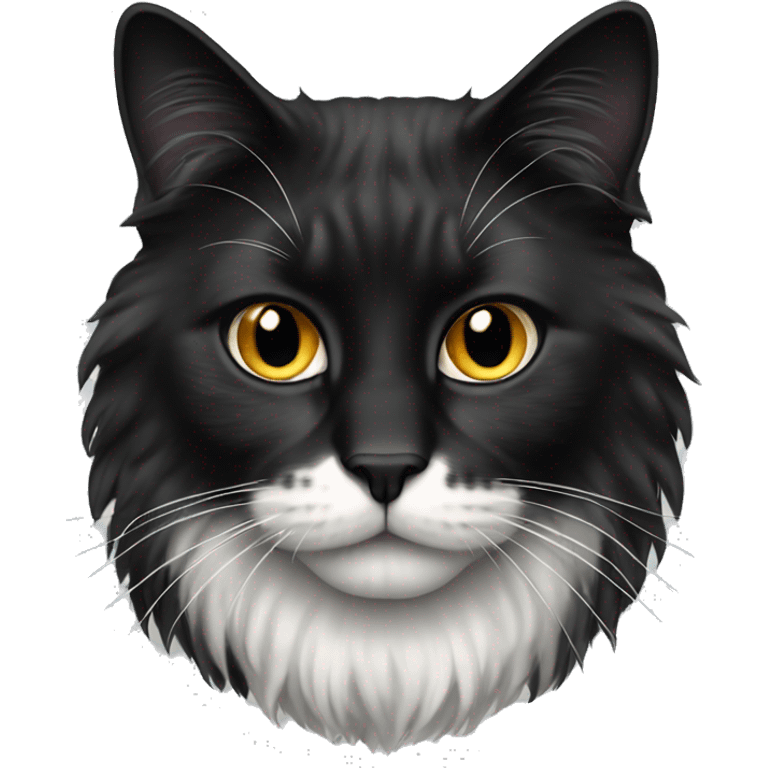 long haired cat half black half white black jaw emoji