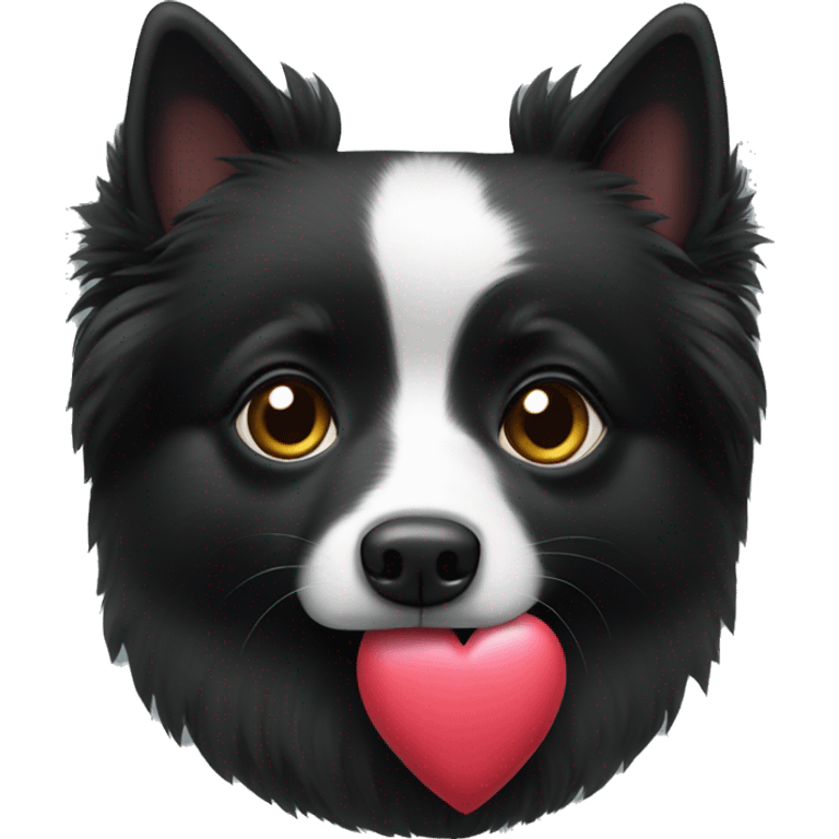 Black spitz showing heart emoji