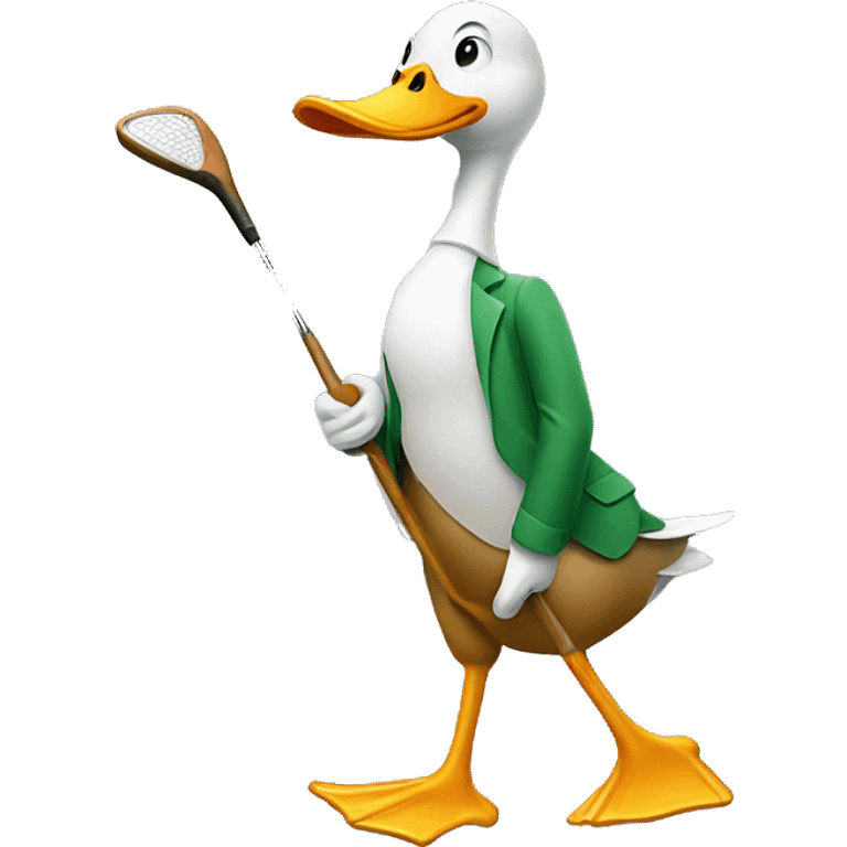 Duck holding golf club emoji