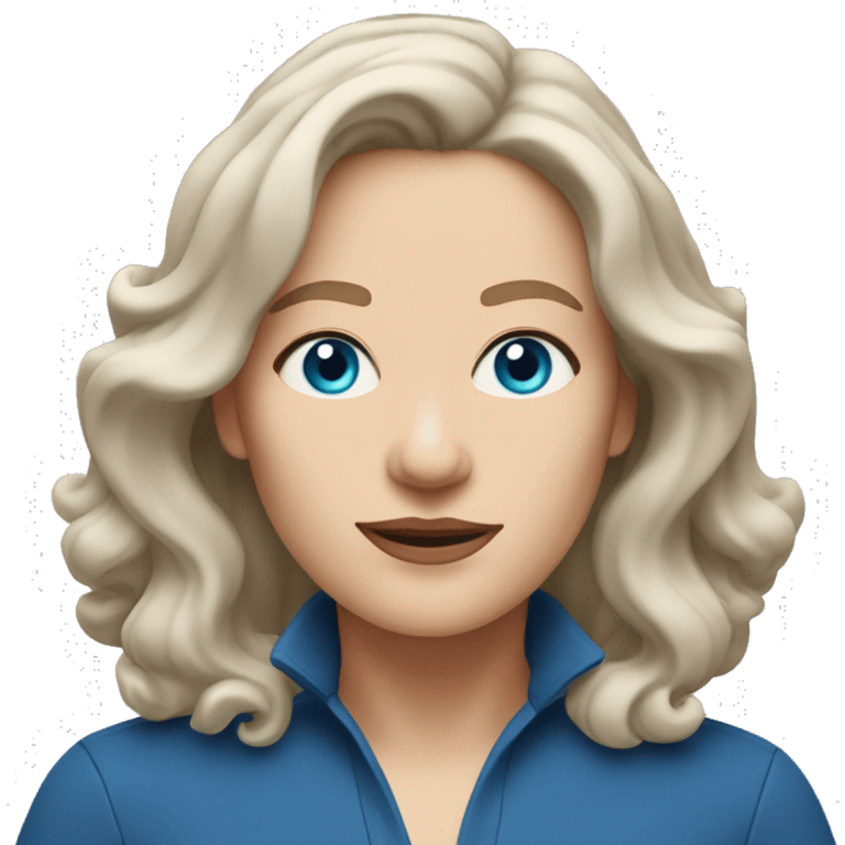 midlife white woman with blue eyes and layered shoulder length wavy hair emoji