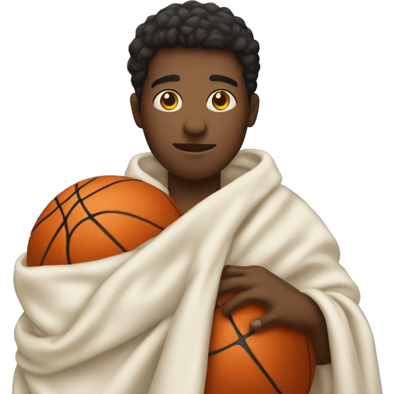 Person in blanket holding basketball  emoji