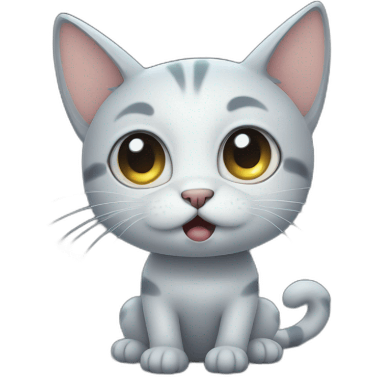 cartoon cat with big eyes crying in the moonlight emoji