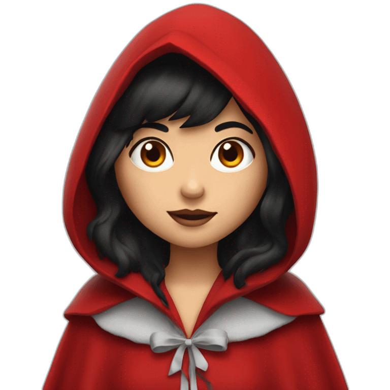 Little Red Riding Hood looks straight with black hair emoji