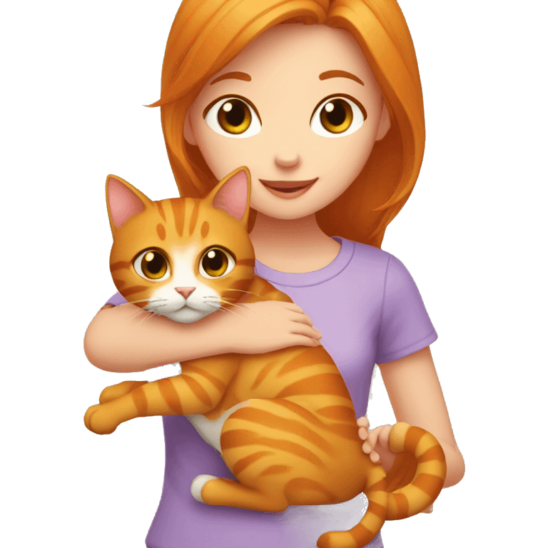 Girl petting ginger cat emoji