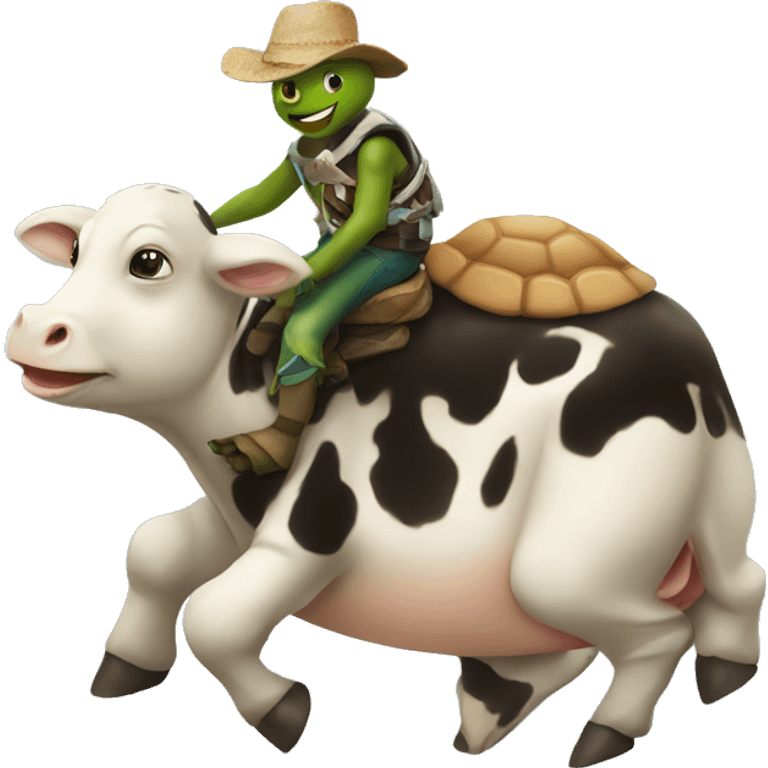 Turtle riding a cow emoji