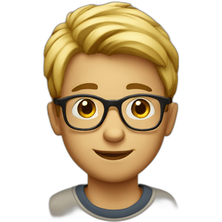 smart boy with reading glasses emoji