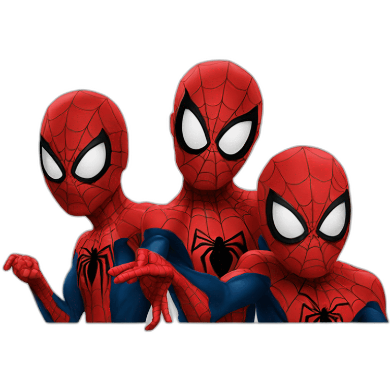 three spidermen pointing to each other emoji