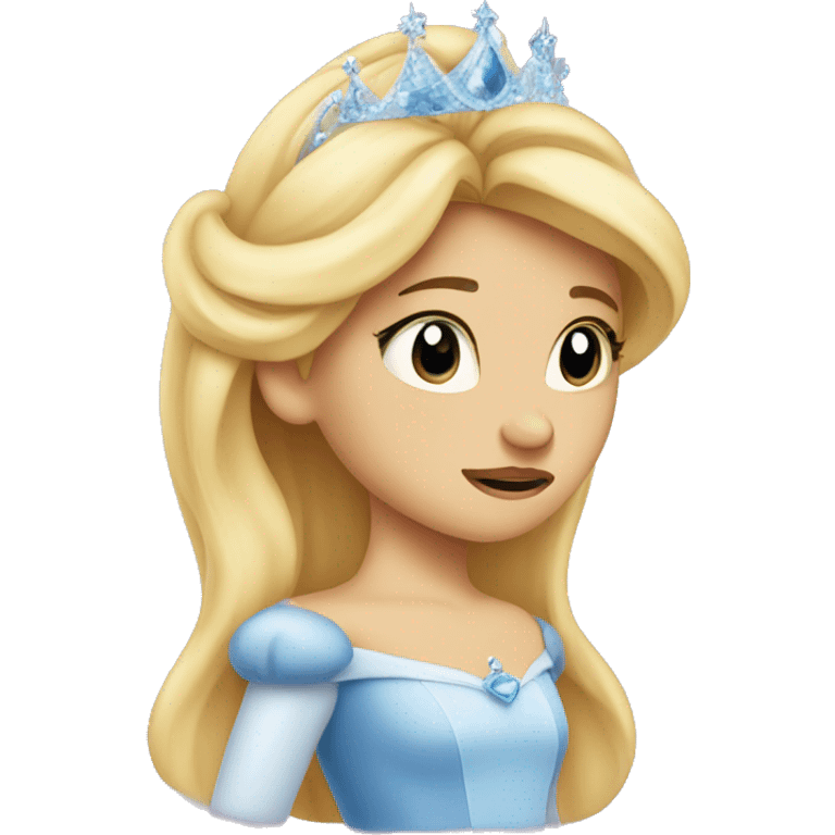 Cinderella princess with a sad face and tears emoji