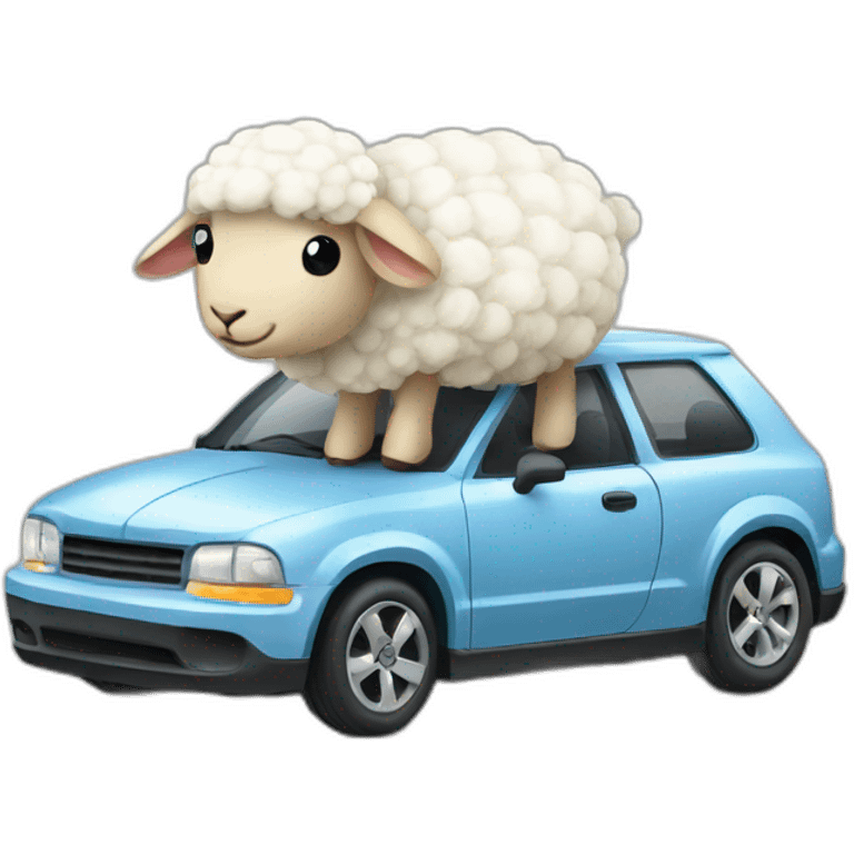 Cute sheep car turbo emoji