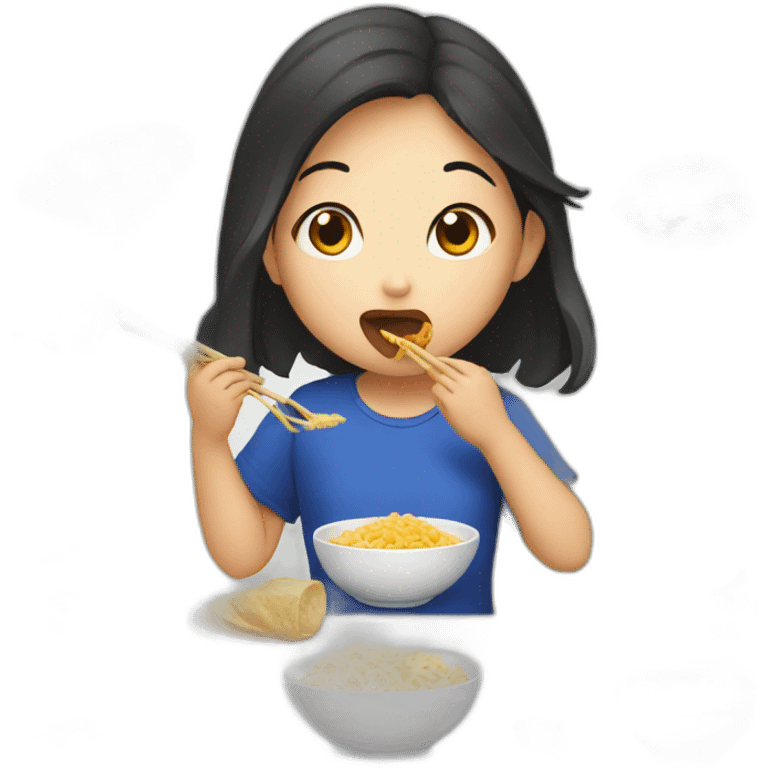 asian girl eating european emoji