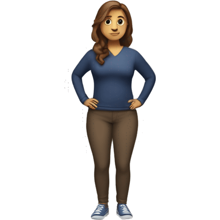 Full-body fat brown hair woman emoji