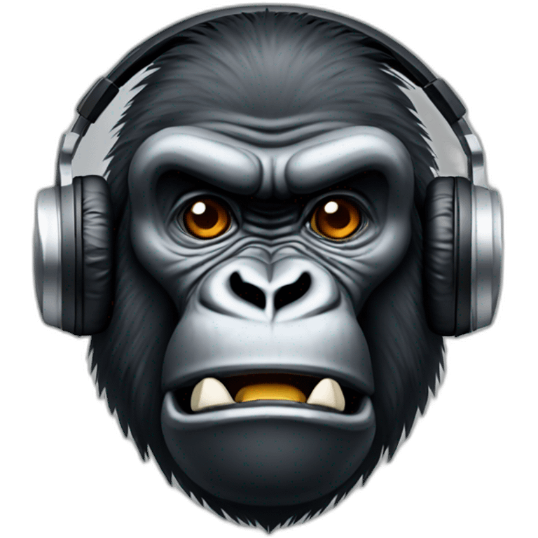 angry gorilla with headhphones emoji