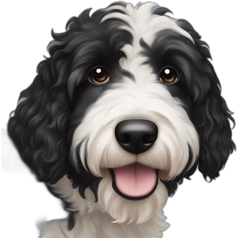 Black and White Aussiedoodle emoji