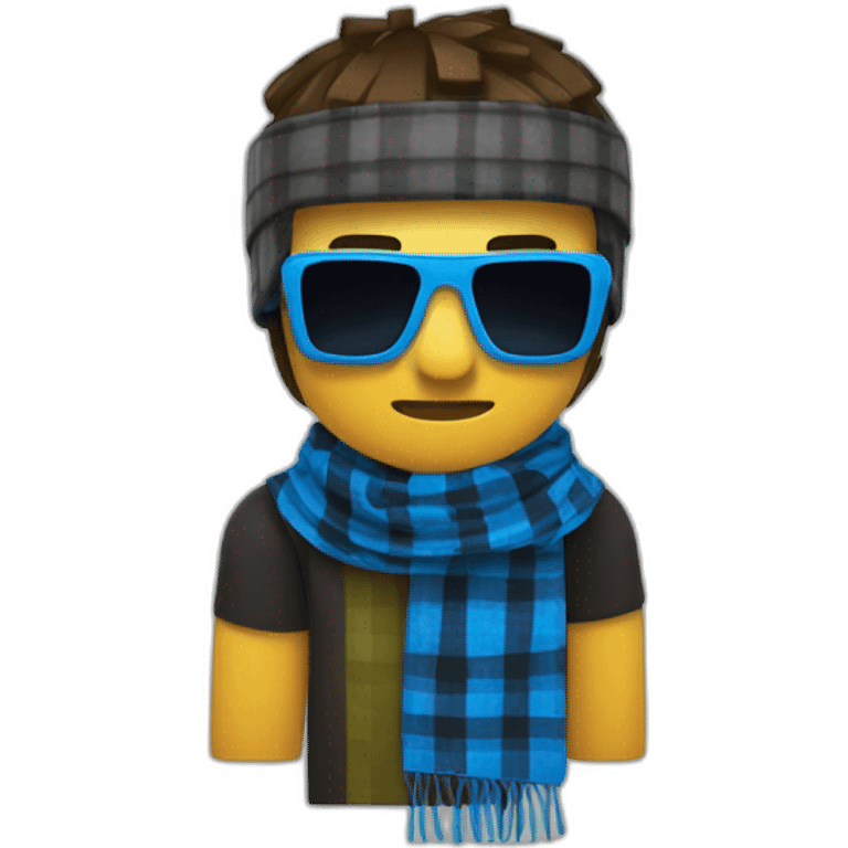 Lololoshka is a minecraft er with blue sunglasses and Blue & Black Plaid Bandana Scarf emoji