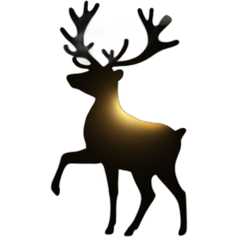 A reindeer silhouette with a sun at the top shining with an overall dark background emoji