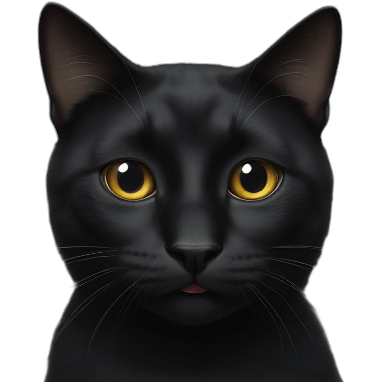 hyperrealist black cat with a small white spot above mouth emoji