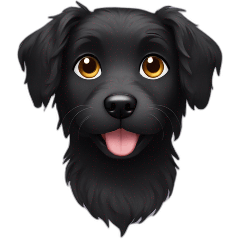 One hairy black dog female face emoji