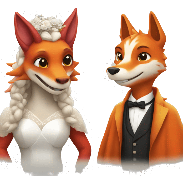 dragon and fox getting married emoji