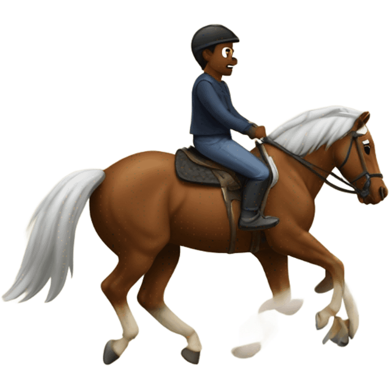 A horse riding a human emoji