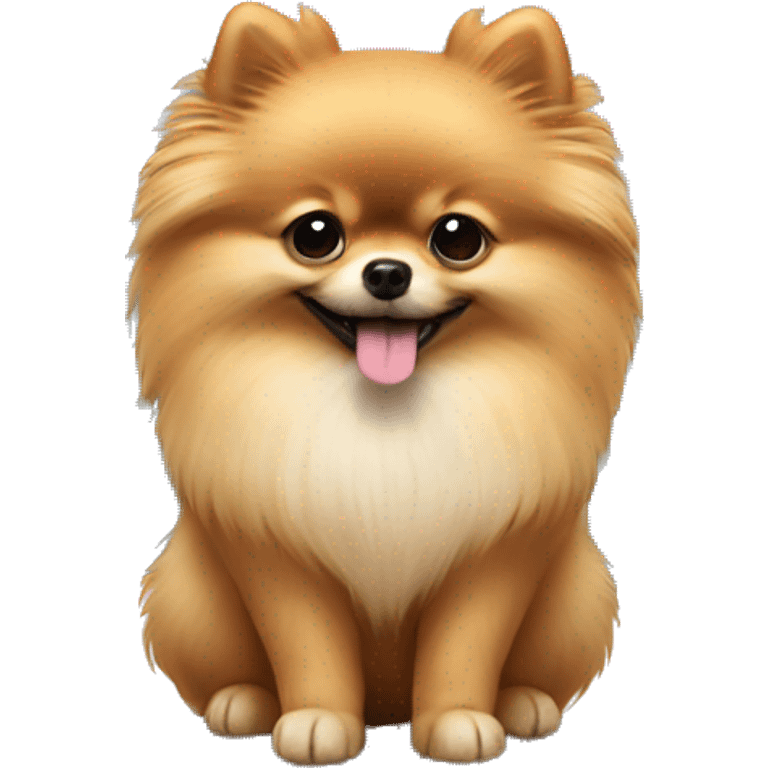 Pomeranian making a heart with its hands emoji