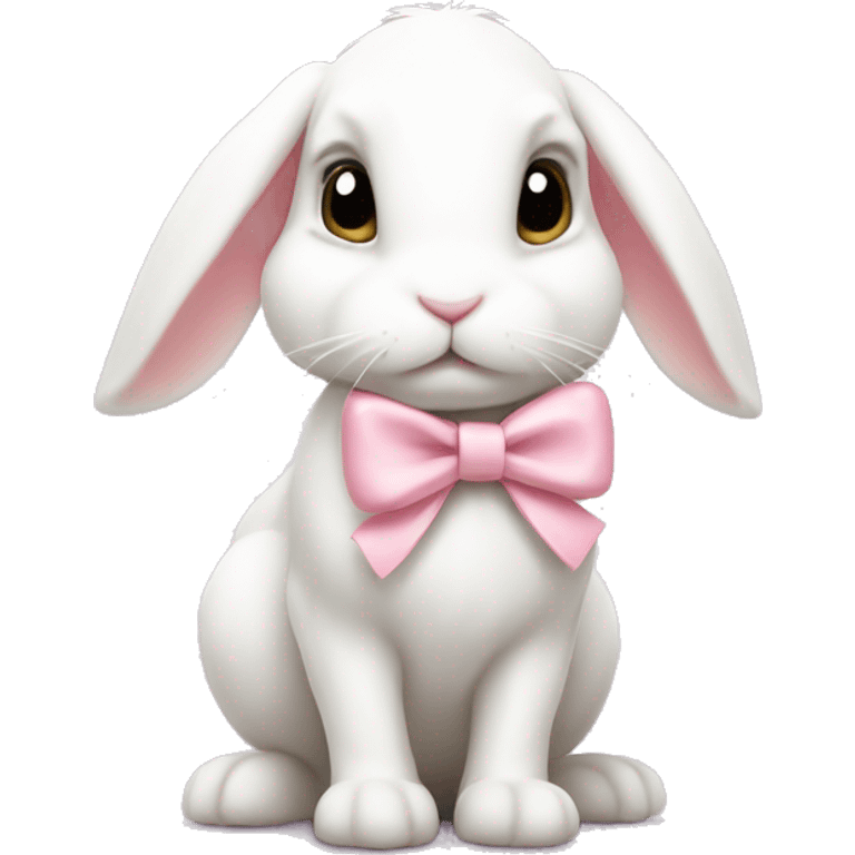 white bunny with pastel pink bow emoji