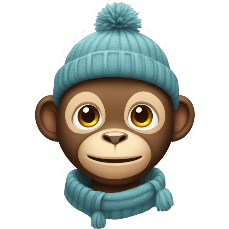 Cute monkey with winter hat emoji