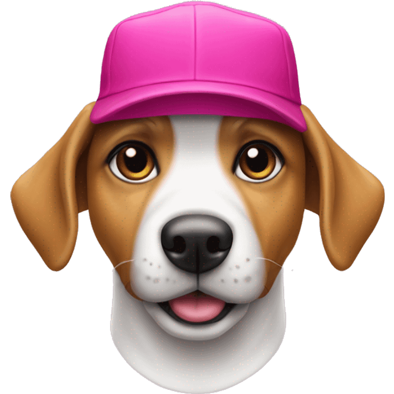 Dog wearing backwards hat in a Tmobile shirt emoji