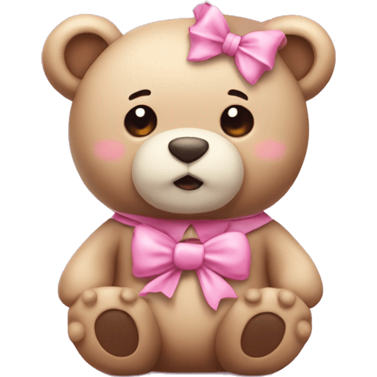 Cute tea daddy bear with pink bow  emoji