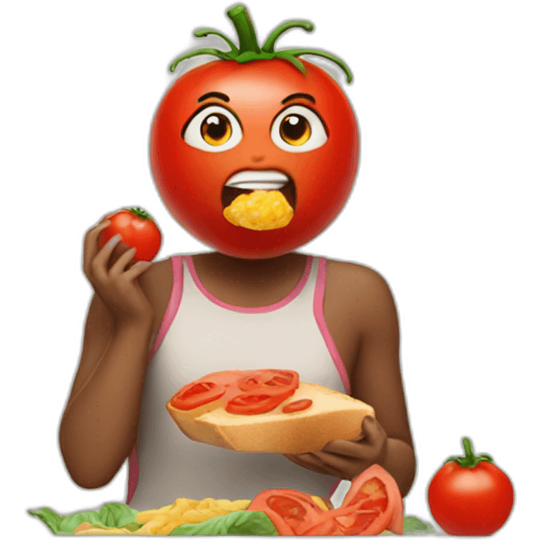 a tomato eating her lunch emoji