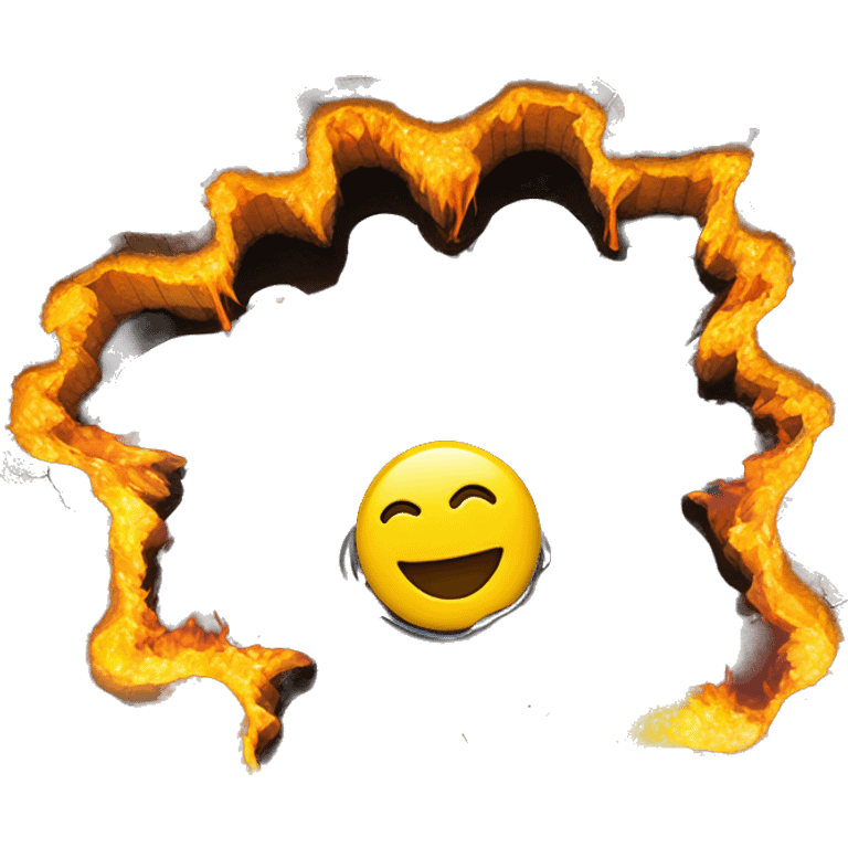 A yellow smiley face melting into a puddle and some fire around emoji