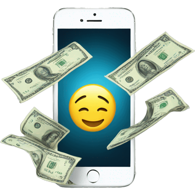 money coming off an iphone emoji