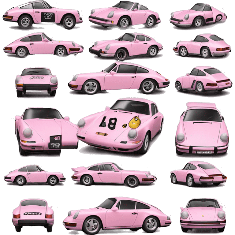 realistic car 911 porsche light pink emoji