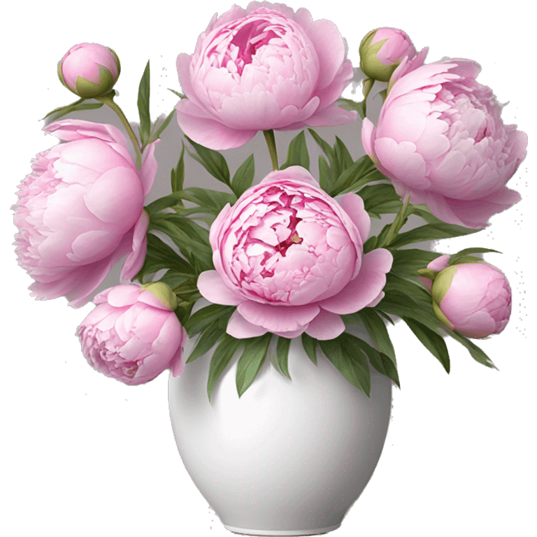 Pink peonies in white vase ￼ emoji