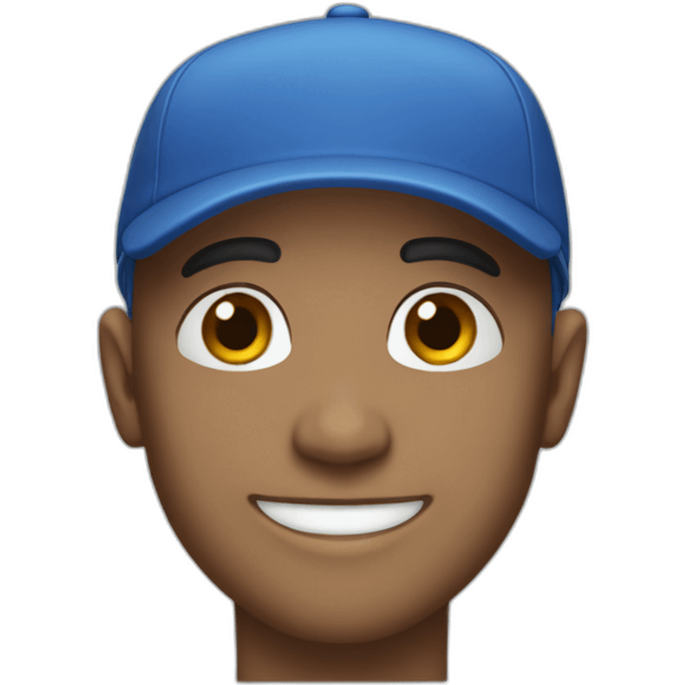 bleu eyes bald man  with cap smile emoji