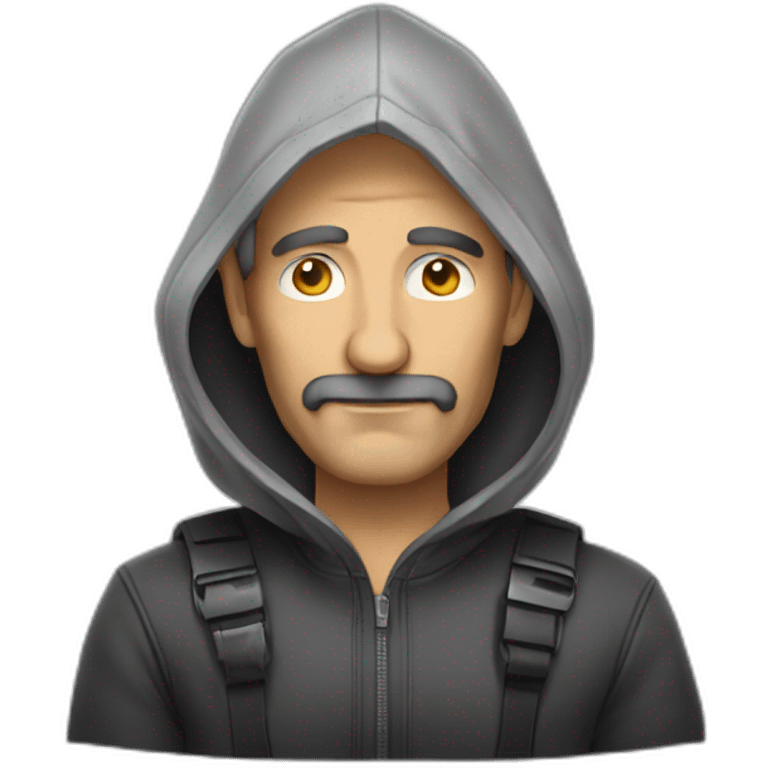 Middle-aged hacker no mustache emoji