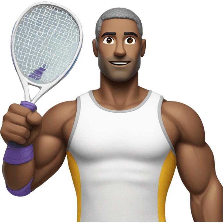 Muscular man with a padel racket in his hand emoji