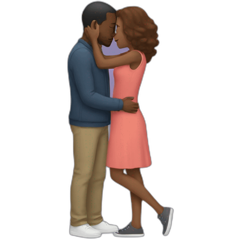 black Man kissing woman  emoji