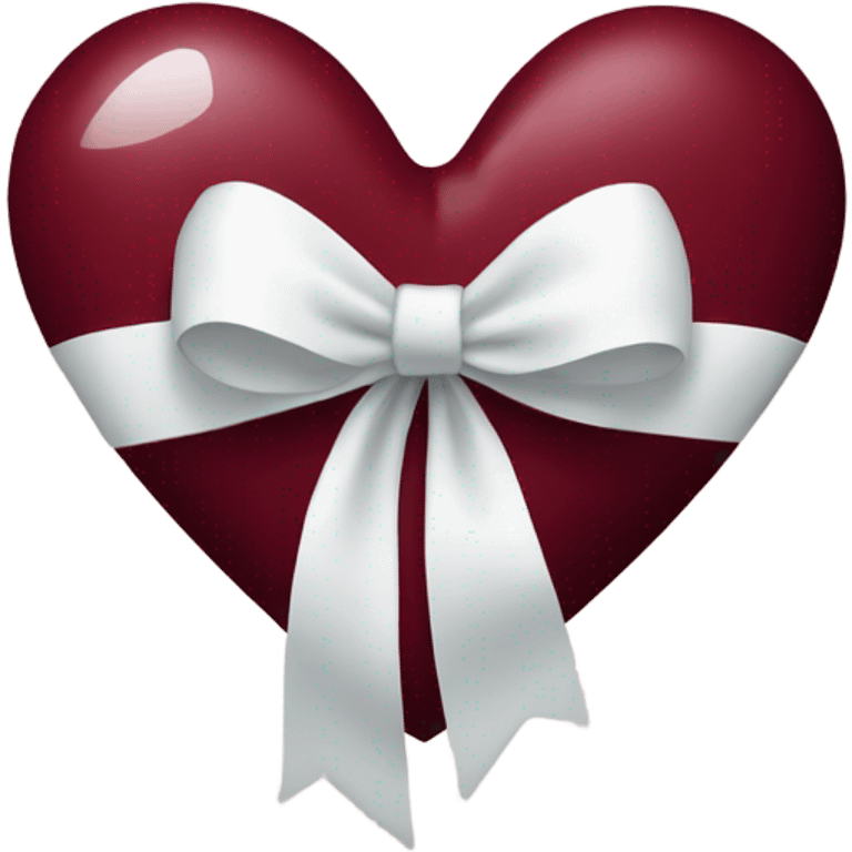 Wine red heart with white bow emoji