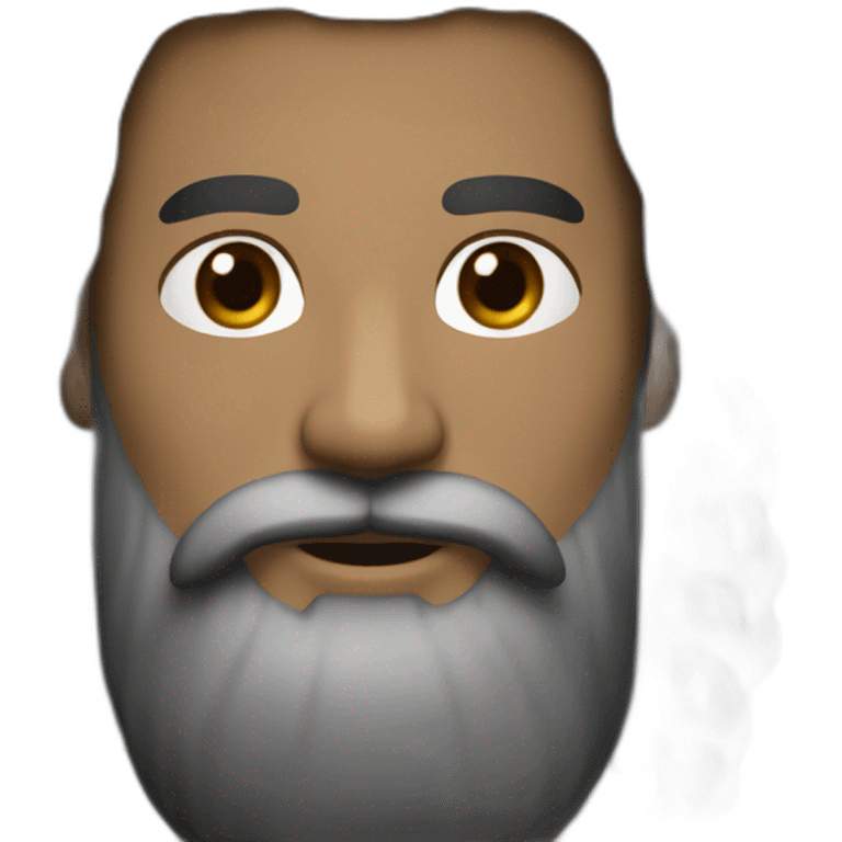 man with long beard and trimmed mustache black haur emoji