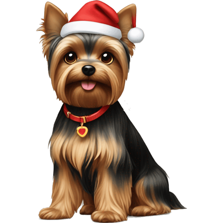 Dog yorkie in christmas emoji