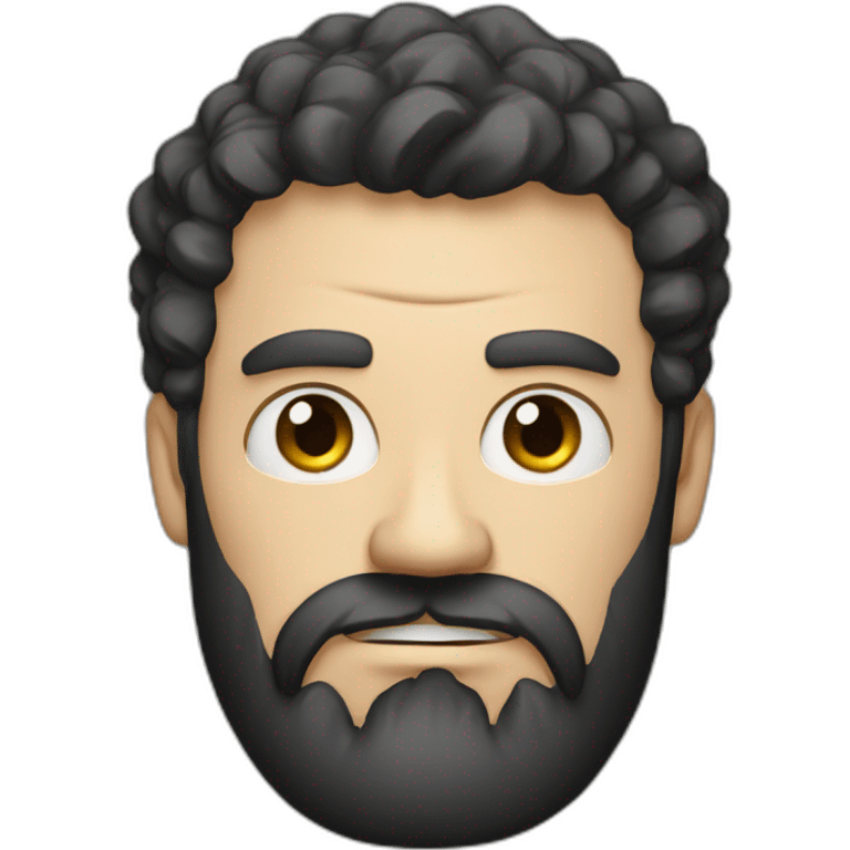 angry fierce white man, black beard and short curly hair, russian,  emoji