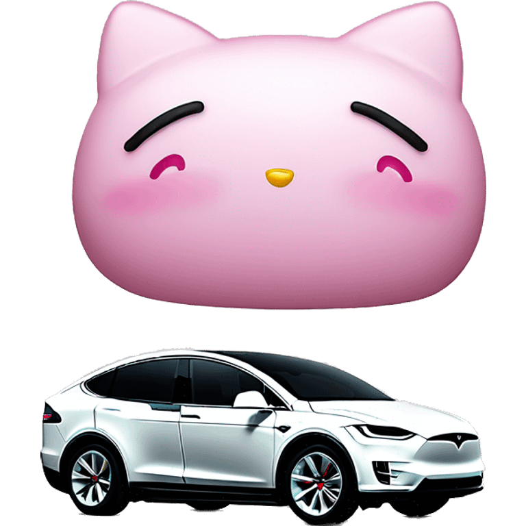 Tesla model x with hello kitty  emoji