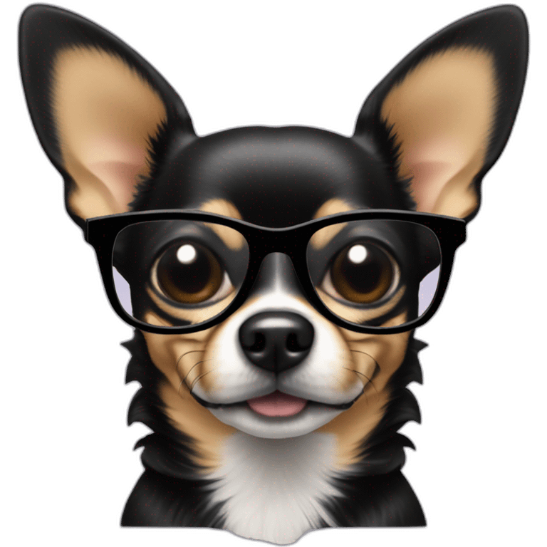 chihuahua NEGRO CON GAFAS DE SOL emoji