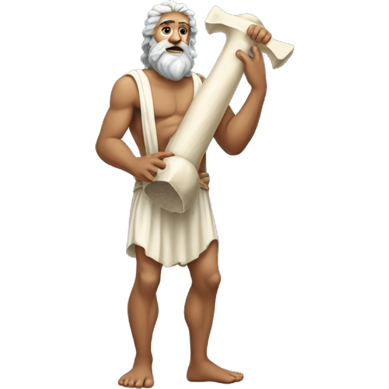 Zeus holding a big femur bone emoji