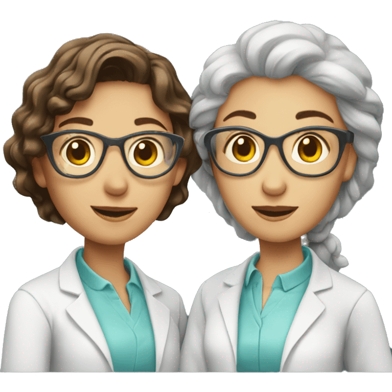  two scientists girls holding one clear beaker emoji